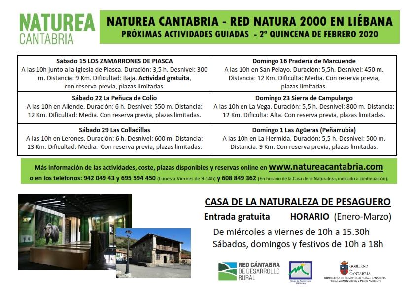 Actividades Guiadas “Naturea Cantabria – Red Natura 2000” en Liébana –  Segunda Quincena de Febrero 2020 - Grupo de Acción Local Liébana